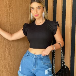 Blusinha Gola Canoa Preta