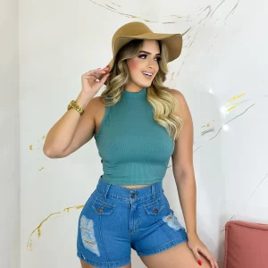 Blusinha Gola Alta Verde