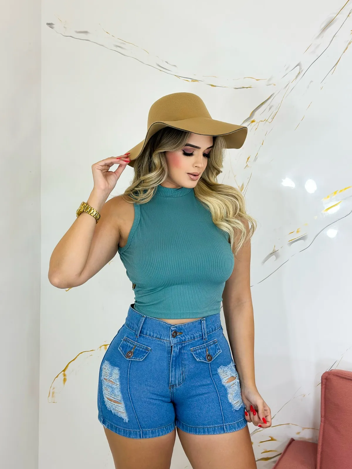 Blusinha Gola Alta Verde - Imagem 2