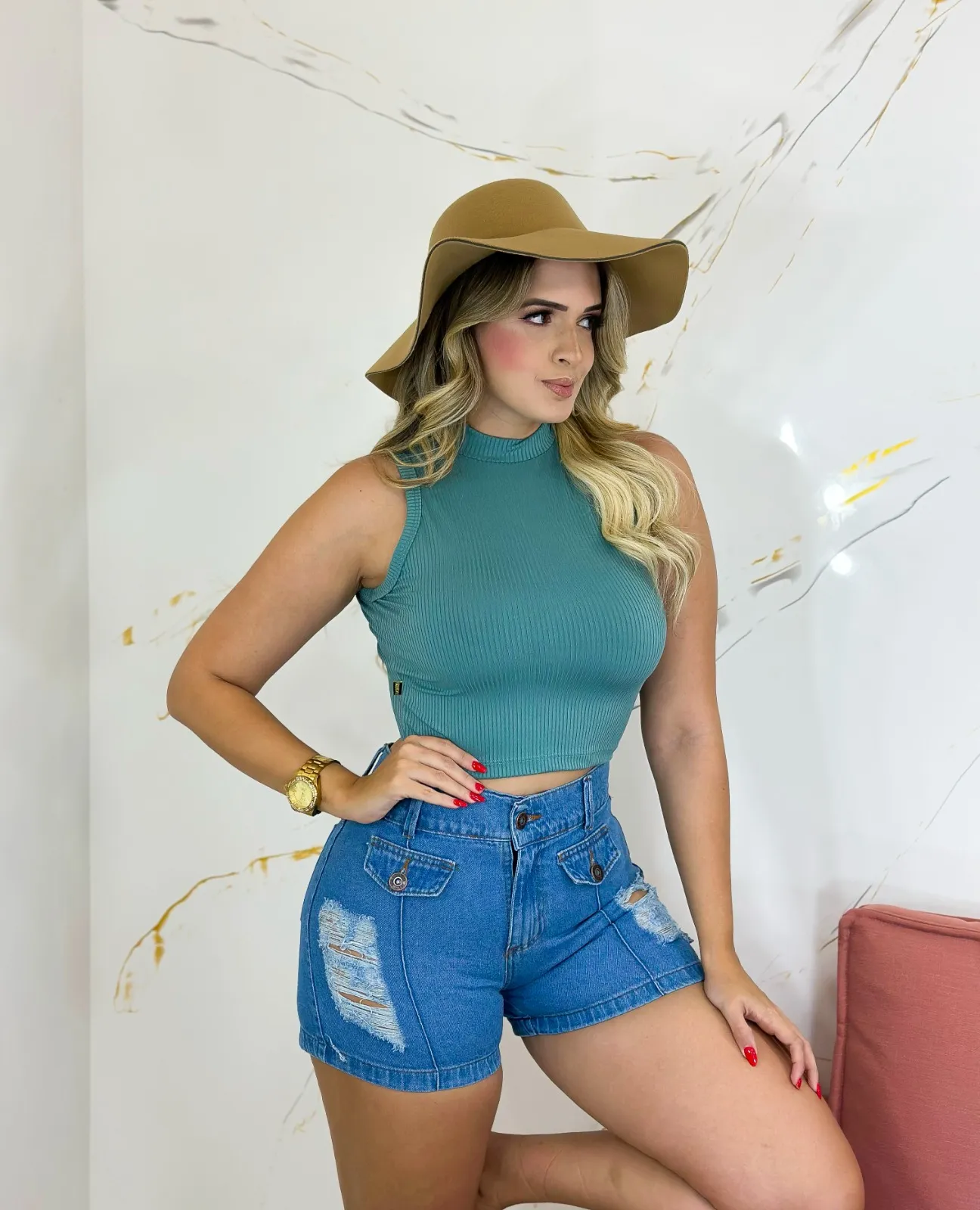 Blusinha Gola Alta Verde - Imagem 4