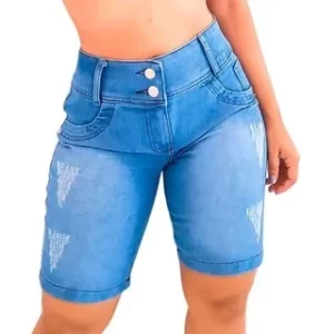 Short Jeans Feminino Modelo Ciclista