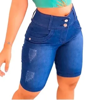 Short Jeans Feminino Modelo Ciclista